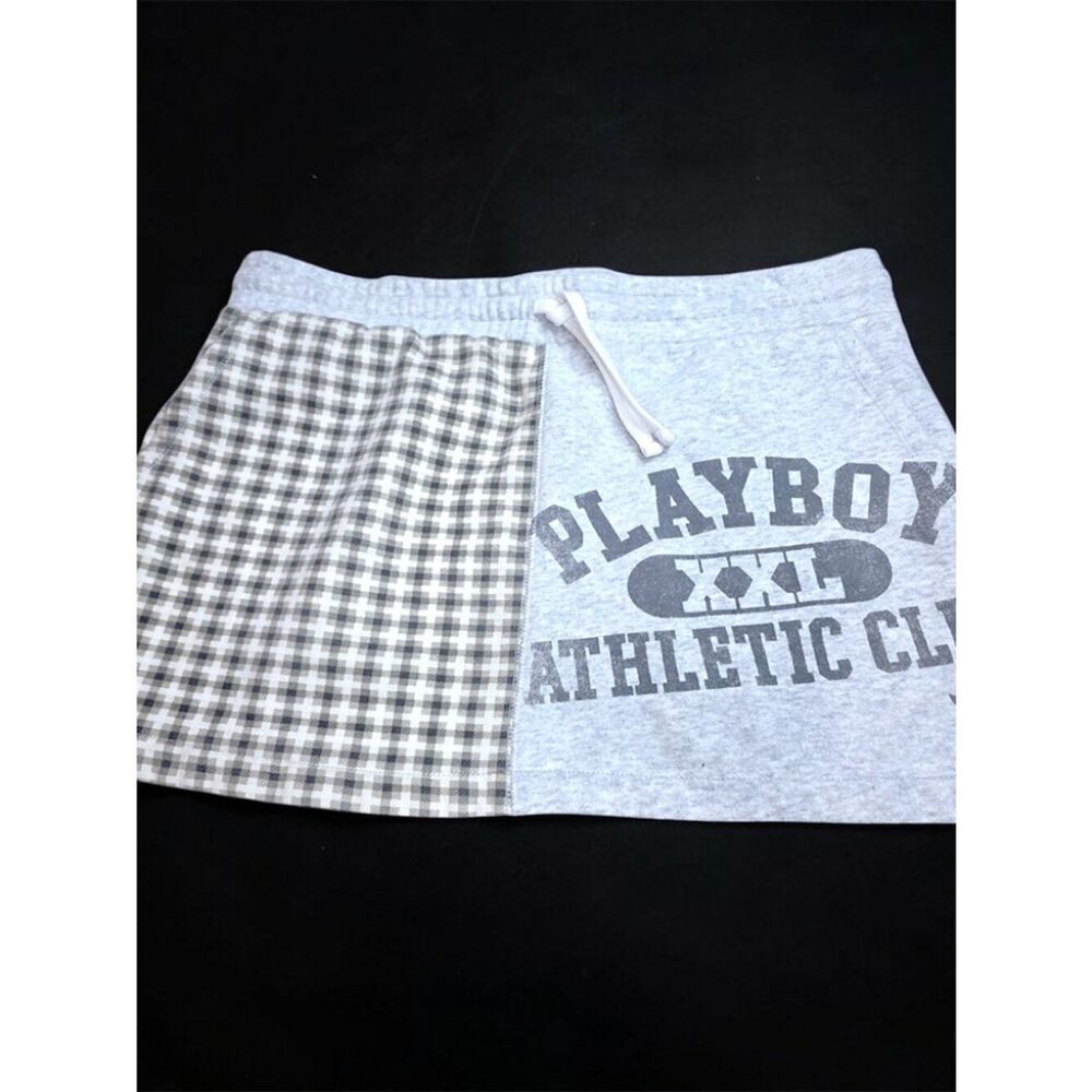 Playboy x Pacsun Mini Skirt Size L Gray White Graphic Streetwear